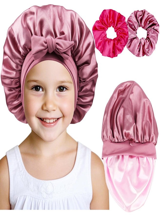 Himoswis Kids Bonnets for Girls, Silk Bonnet for Kids,Toddler Bonnet for Sleeping Rose Gold - Image 1